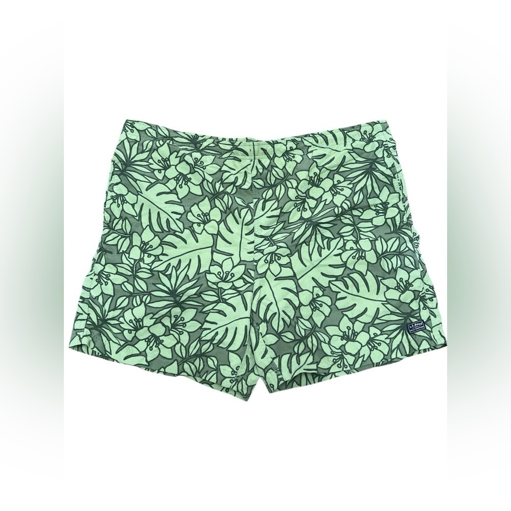 L.L Bean green floral swim trunks